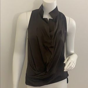 Elie TAhari Olive silk sleeveless blouse